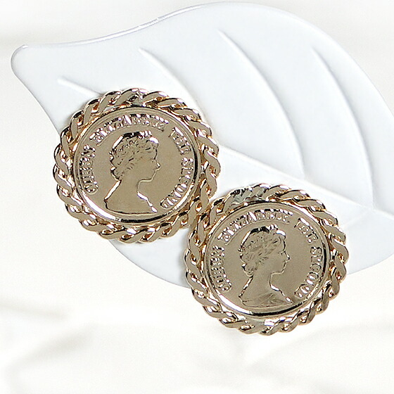 楽天市場】K18YG エリザベス二世 コイン型 ピアス18金 K18 18K