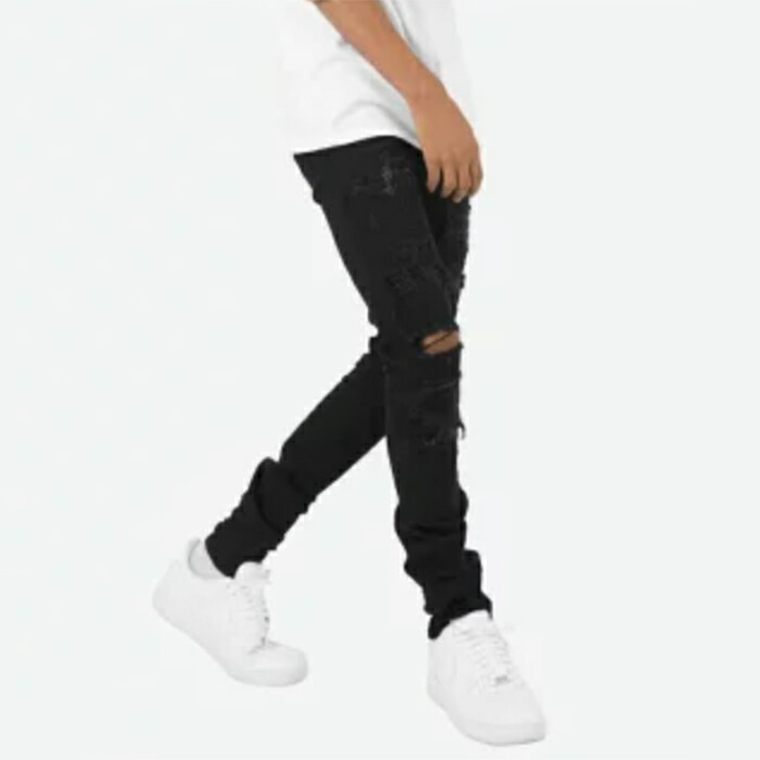 楽天市場】ミニマル デニムパンツ mnml X201 RHINESTONE SKINNY DENIM