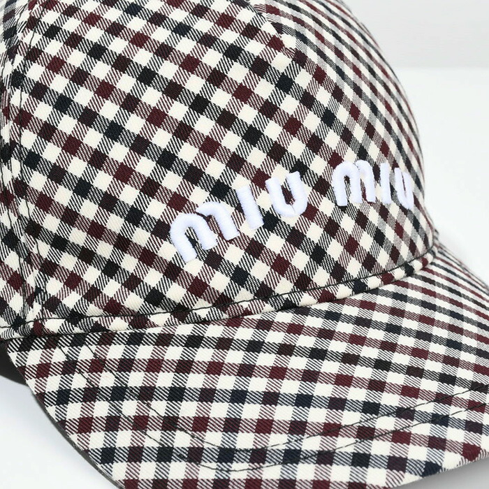 楽天市場】MIU MIU ミュウミュウ キャップ ギンガムチェックベース