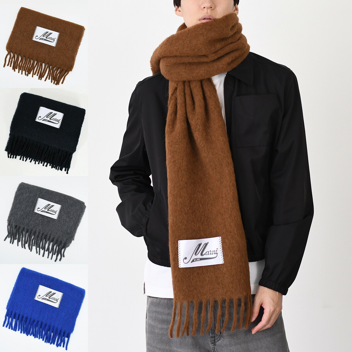 楽天市場】MARNI マルニ ロゴパッチスカーフ ブラッシュドアルパカ製