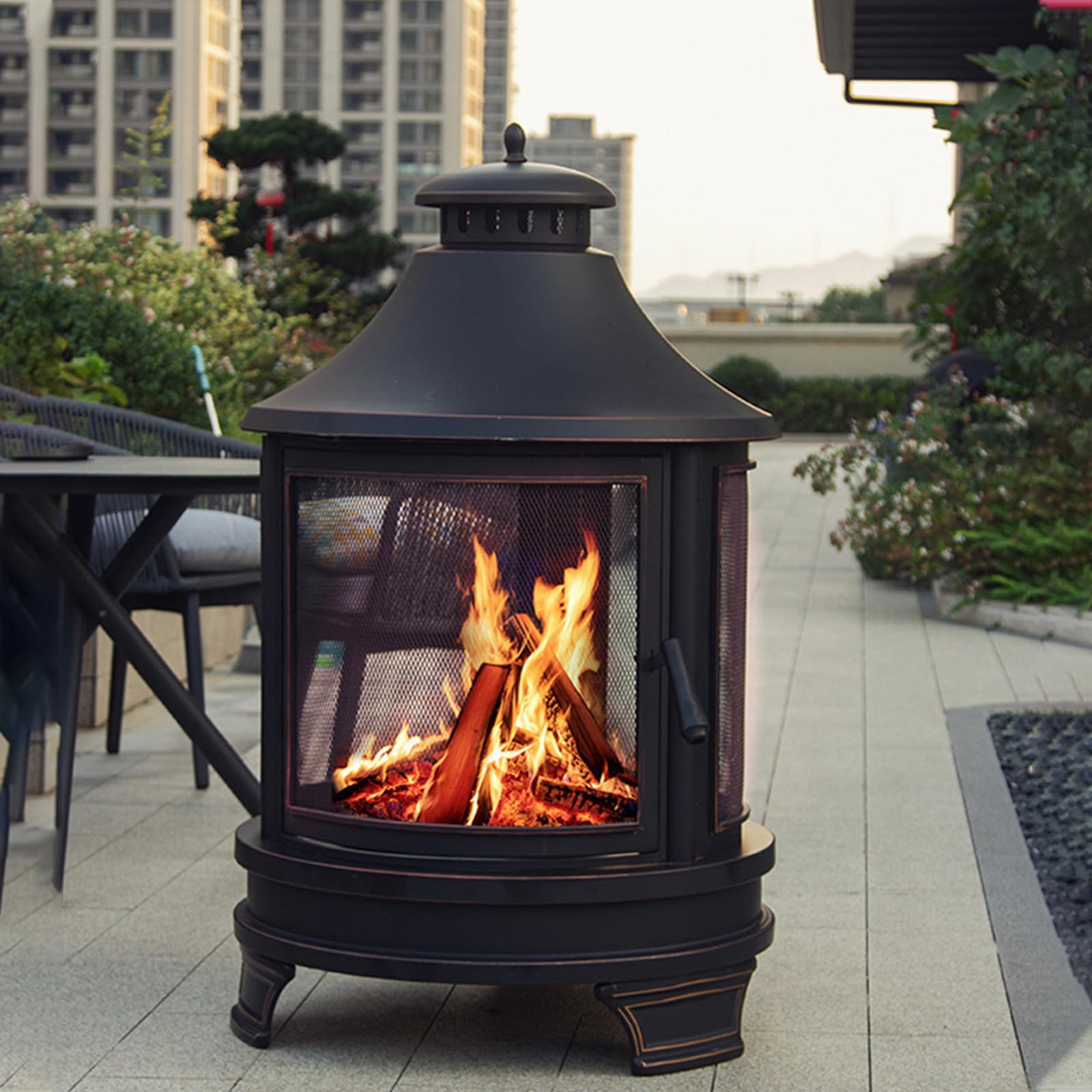 楽天市場】薪ストーブ 1台2役 ファイヤーピット 煙突付き キャンプ 薪