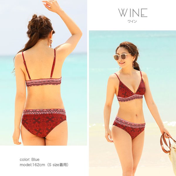 楽天市場】水着 レディース 三角 ビキニ トレンド レトロカラー ハイ