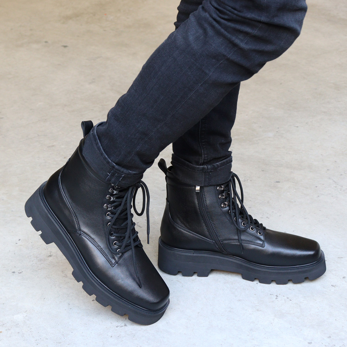 楽天市場】ブーツ メンズ サイドジップ 5cmヒール レースアップ