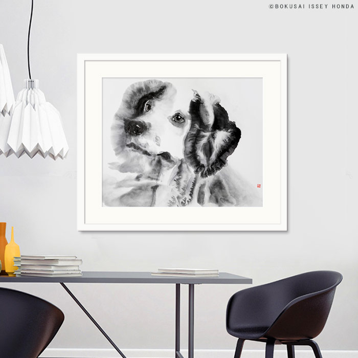 楽天市場】本田一誠 犬水墨画【いつまでも】和モダンインテリアに合う