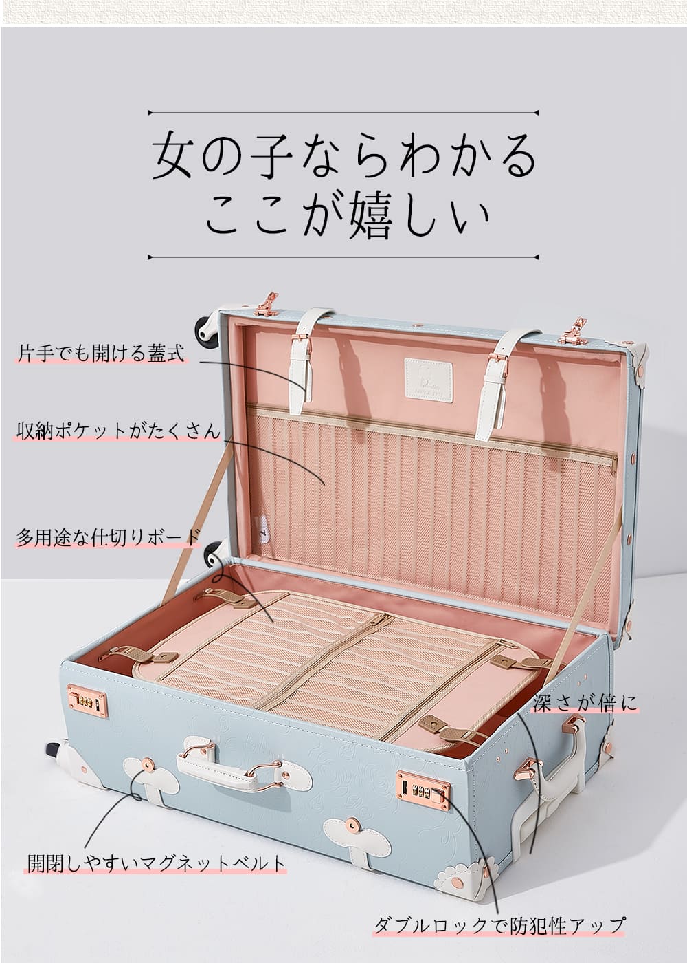 楽天市場】【uniwalker】キャリーケース かわいい Mサイズ 40L PU合皮