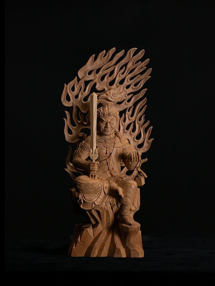 楽天市場】【総高34cm】不動明王 木彫 仏像一刀彫 / 素材：欅（縁起物