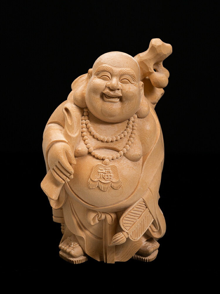 楽天市場】【高20cm】布袋様 木彫り 置物 仕様：無垢 / 素材：桧