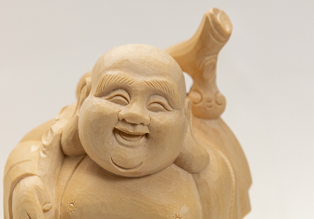 楽天市場】【総高21cm】布袋様 木彫り 置物 仕様：無垢 / 素材：桧