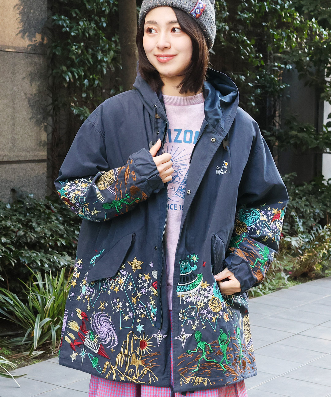 楽天市場】go slow caravan コットンナイロンパネル刺繍モッズコート
