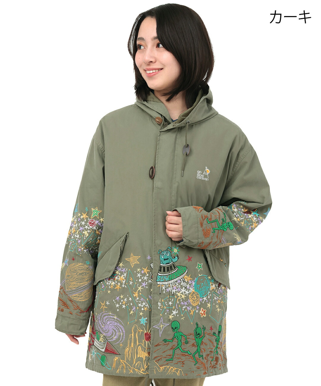 楽天市場】go slow caravan コットンナイロンパネル刺繍モッズコート