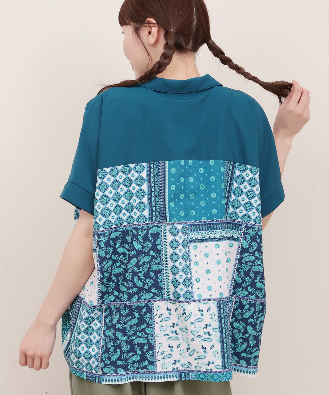 楽天市場】【SALE】タイルパッチワークシャツ ／ シャツ 半袖 総柄