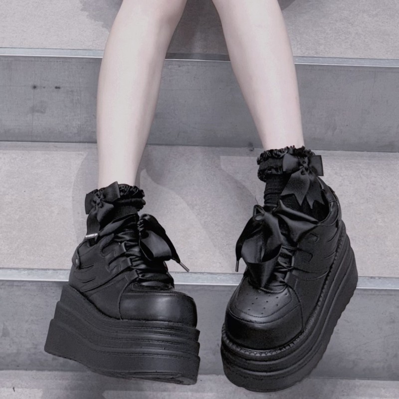 楽天市場】厚底スニーカー リボン付きスニーカー 地雷系 量産型 姫系