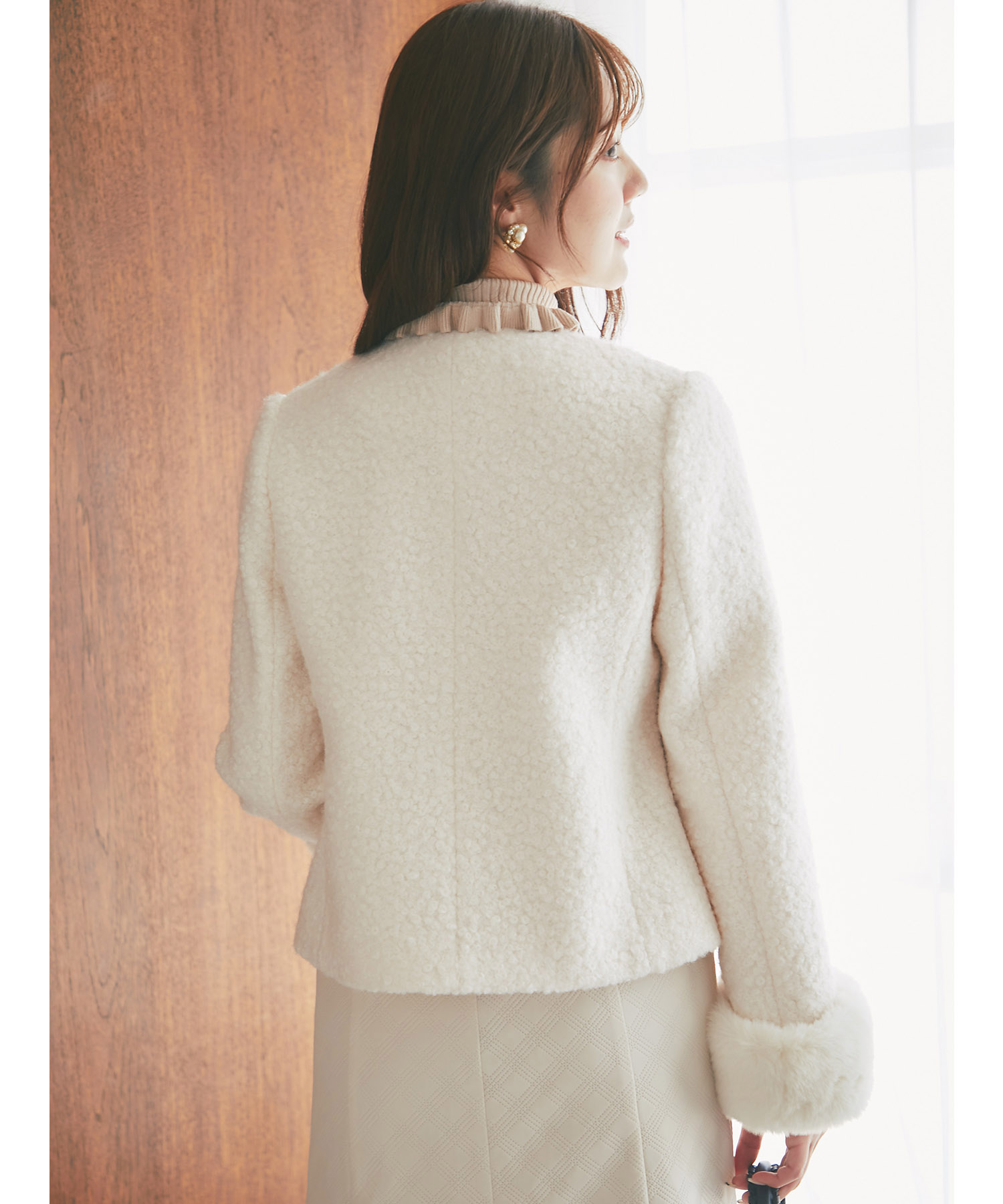 楽天市場】取り外し可能な袖口ファー付きブークレジャコット【fusary