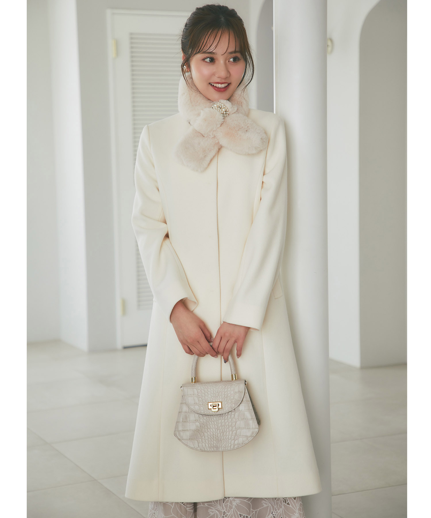 楽天市場】ファーティペット付きフェイクウールコート【sahlie