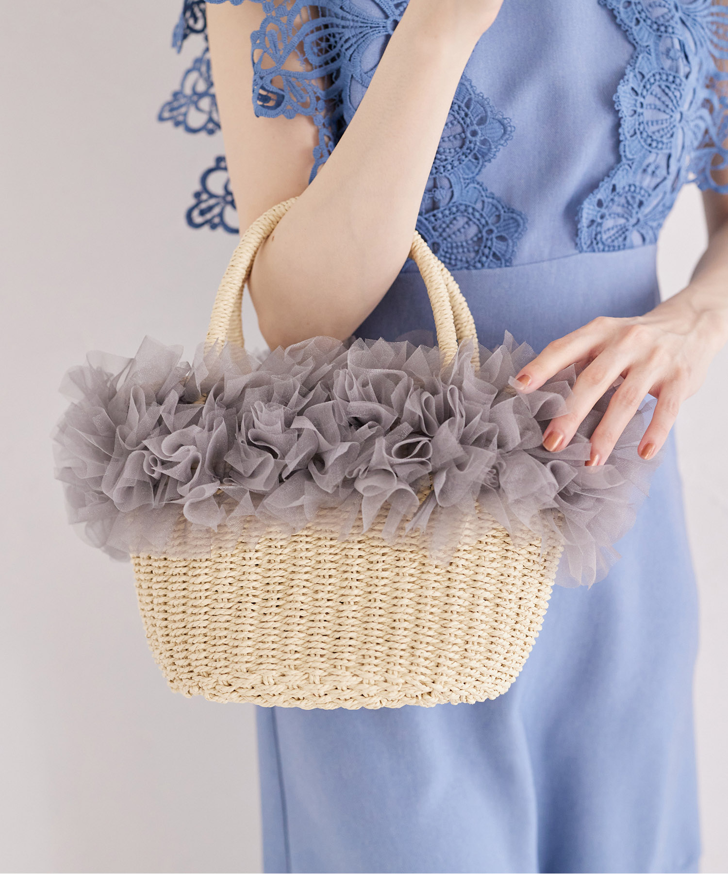 楽天市場】チュールフリルペーパーカゴバッグ【fimita フィミタ】tocco