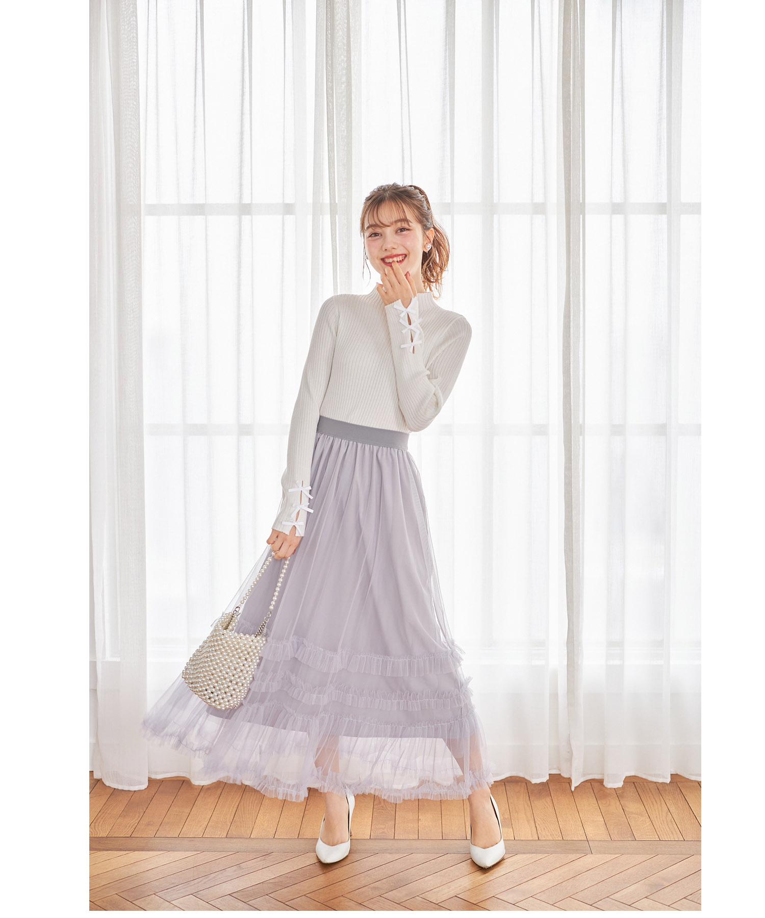 楽天市場】チュールフリルフレアスカート【solivine ソリヴィン】tocco