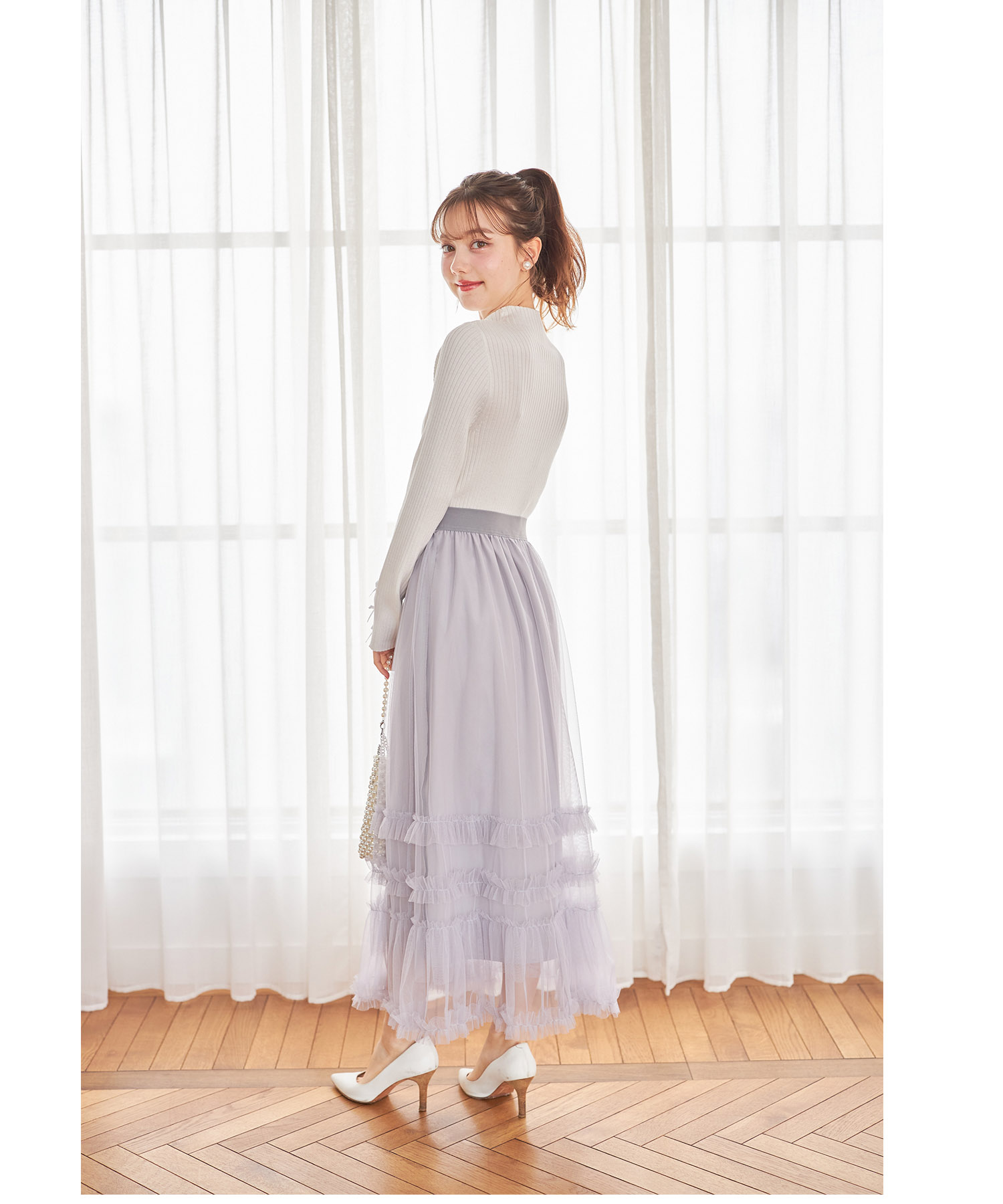 楽天市場】チュールフリルフレアスカート【solivine ソリヴィン】tocco