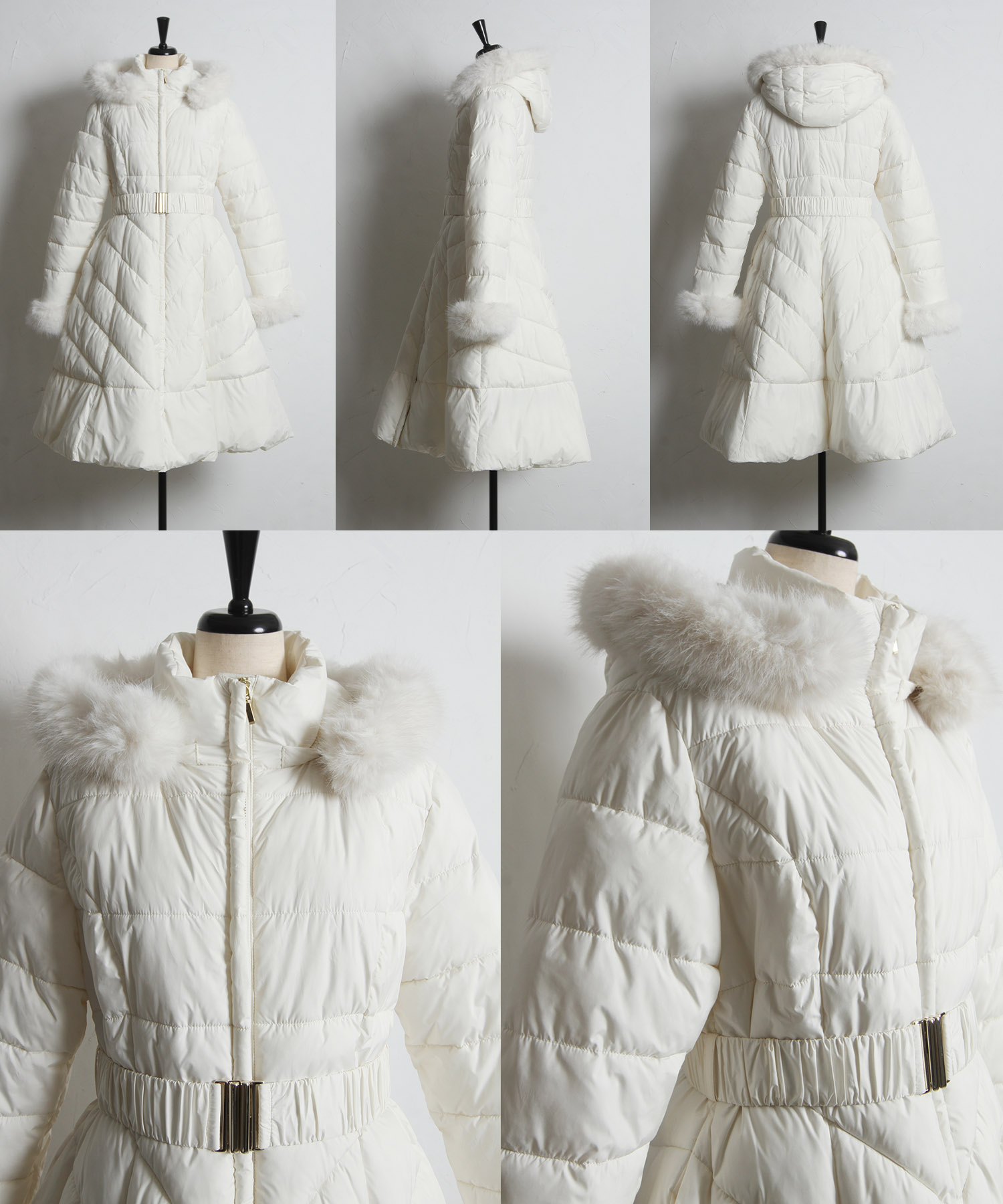 楽天市場】取り外し可能なファー＆ベルト付きフィット＆フレア