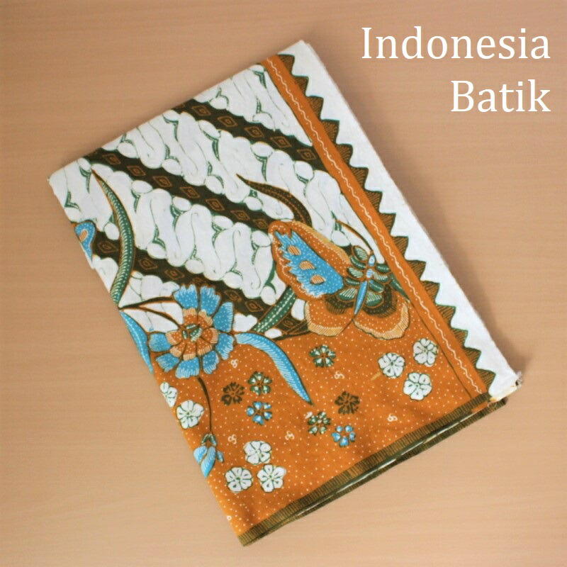 楽天市場】手描きバティックのサロン（パラン模様に水色の花と蝶