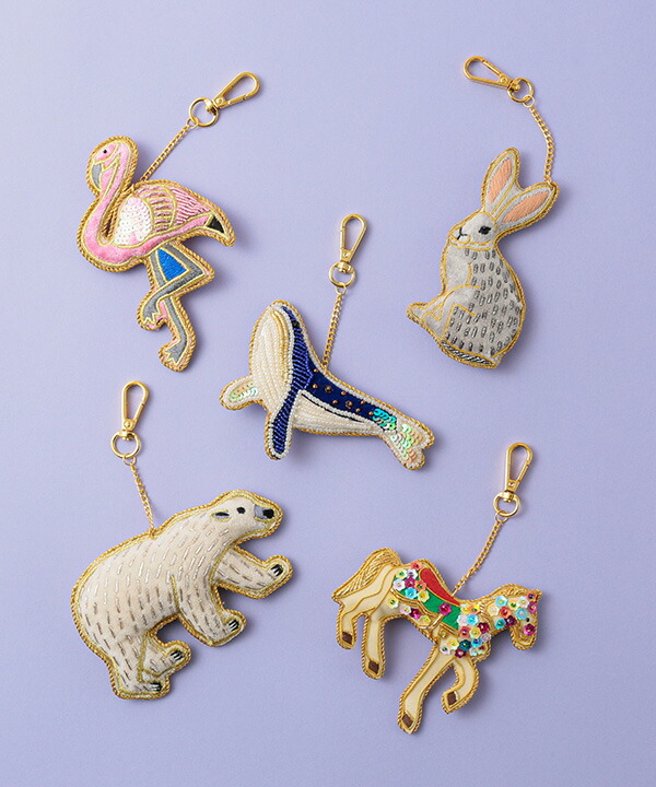 楽天市場】干支 馬 インド ザリ刺繍 キーホルダー ホワイトホース ウマ