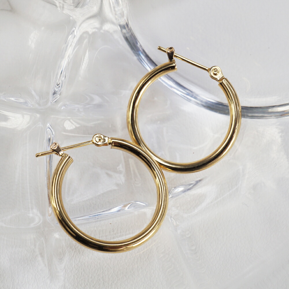 楽天市場】フープピアス K18 イエローゴールド K18刻印 18金 シンプル