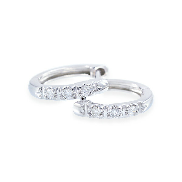 楽天市場】K10ホワイトゴールドダイヤモンドピアス フープピアス 中