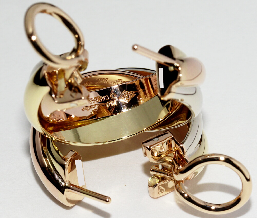 楽天市場】カルティエ ピアス K18YG K18WG K18PG トリニティピアス