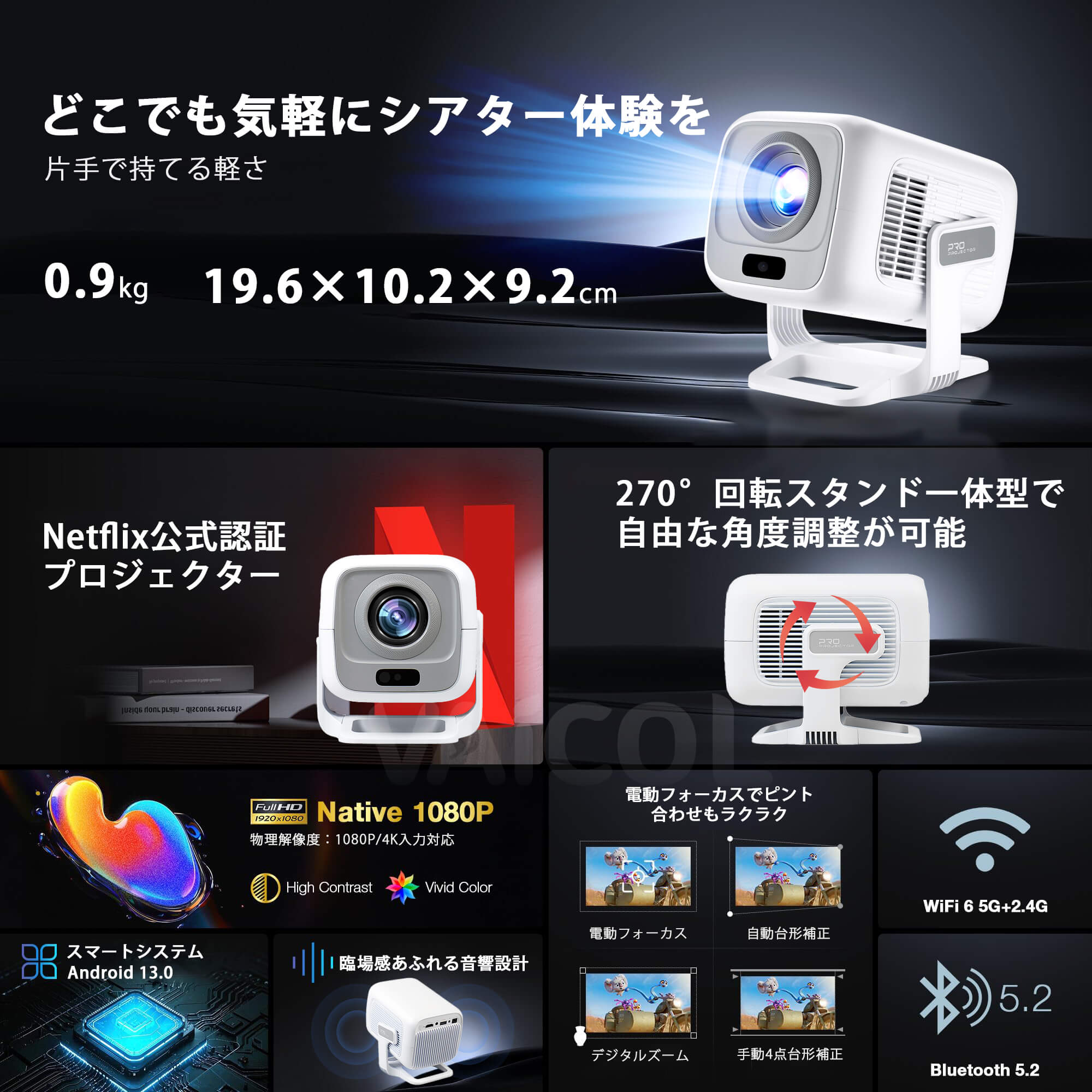 楽天市場】＼62%OFF！P10倍／プロジェクター 家庭用 Netflix公式認証