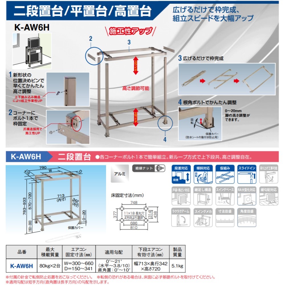 楽天市場】⊥ ｵｰｹｰ器材 K-AW6H (60kg×2台) ｱﾙﾐ製 : RAｷｰﾊﾟｰ 二段置台