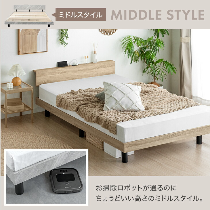 楽天市場】《最安挑戦中》RENEW 宮棚付きベッド 高さ調節 3段階