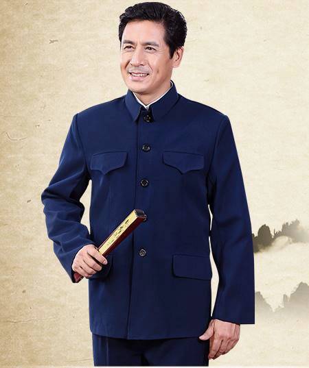 楽天市場】中国高級 人民服 中山服 上衣・藍色 外ポケット式 : 天宝堂