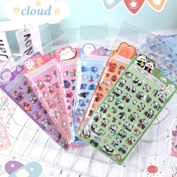 楽天市場】6枚セット ボンボンシール 立体 シール クリア ドロップ