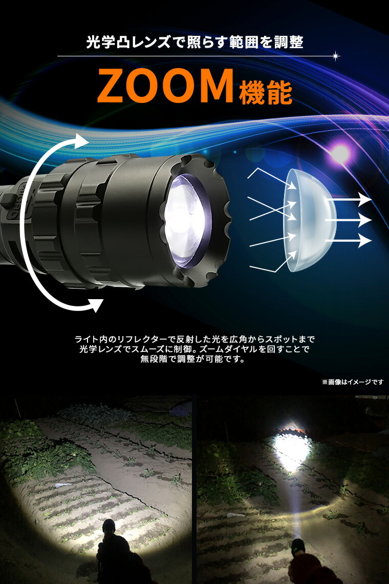 楽天市場】LED 懐中電灯 明るさ 500lm usb 充電式 ズーム機能 防水