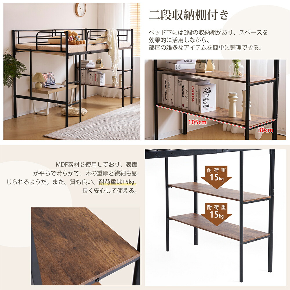 楽天市場】【全品P5倍☆今夜20時〜4H！】ロフトベッド パイプベッド