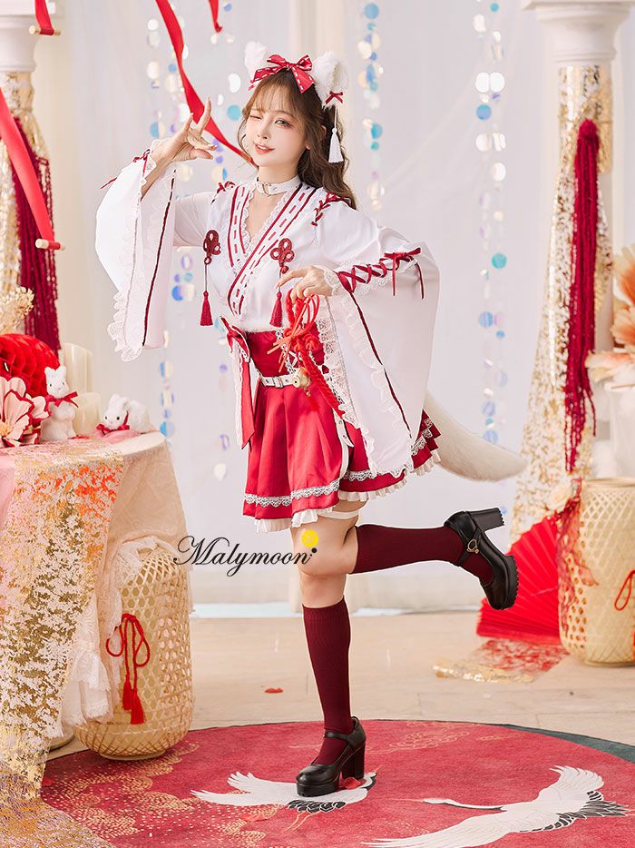楽天市場】[正規品] 狐 巫女 コスプレ きつね キツネ 衣装 巫女さん