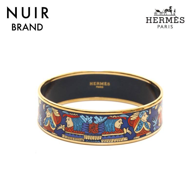 楽天市場】エルメス HERMES エマイユGM バングル ゴールド×ブルー