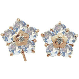 楽天市場】フラワー メンズピアス ロイヤルブルームーンストーン K18