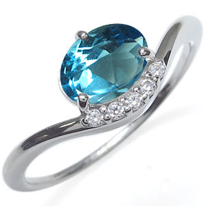 楽天市場】ブルートパーズ 指輪 大粒 一粒 k18 ブルートパーズリング