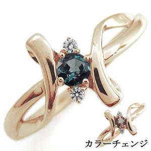 楽天市場】アレキサンドライト・リング・クロス・リング・10金・指輪