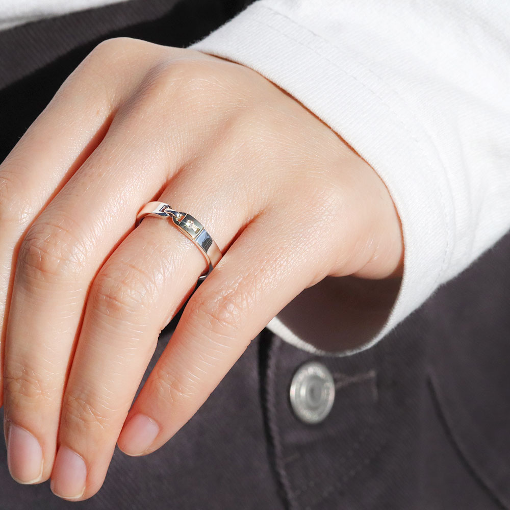 楽天市場】コンビリング 18金 シルバー ペアリング カップル 2個セット