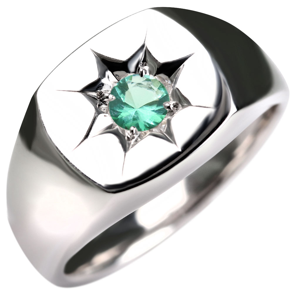 楽天市場】リング エメラルド シルバー 指輪 SV メンズ 5月誕生石