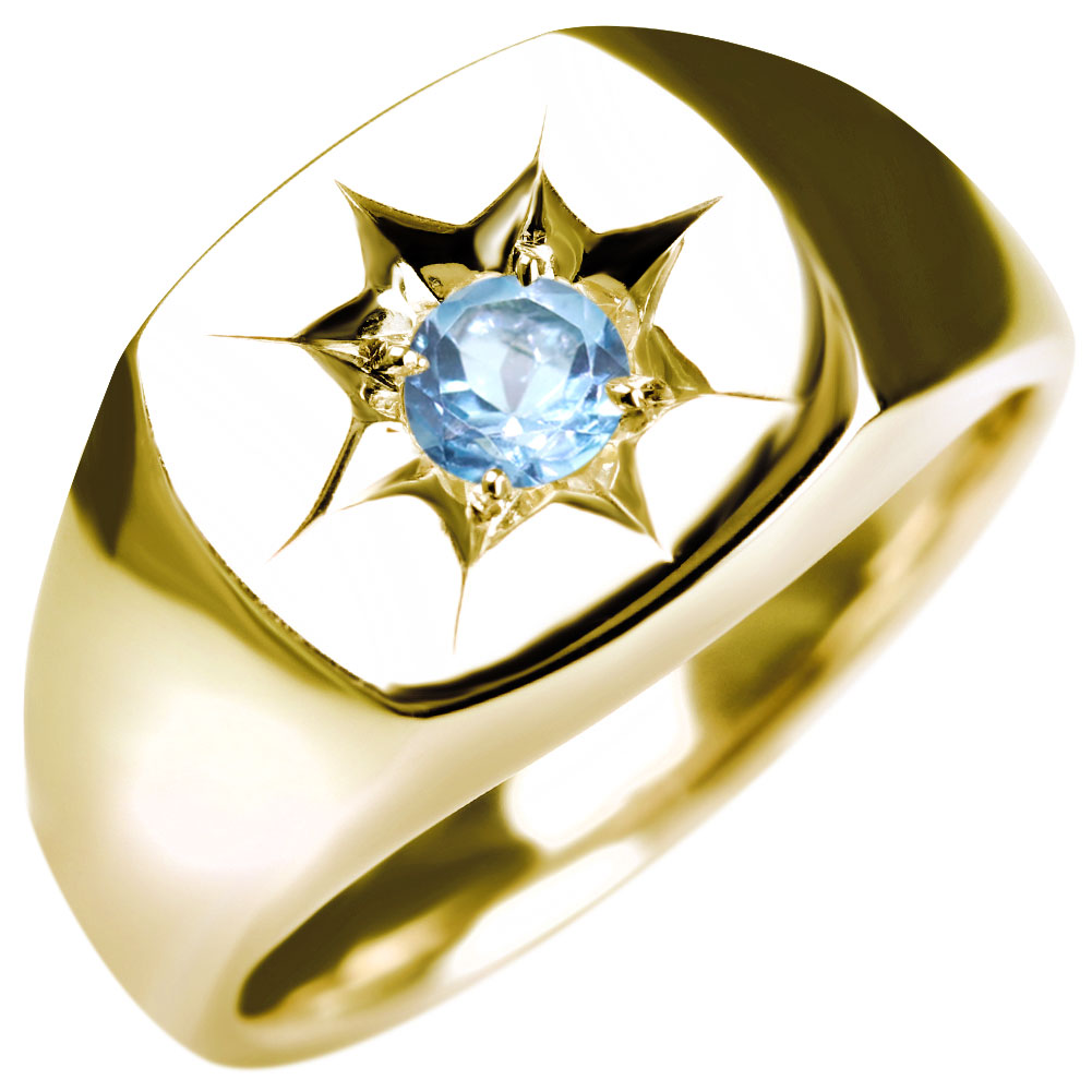 楽天市場】ブルートパーズ リング 18金 メンズ 11月誕生石 指輪