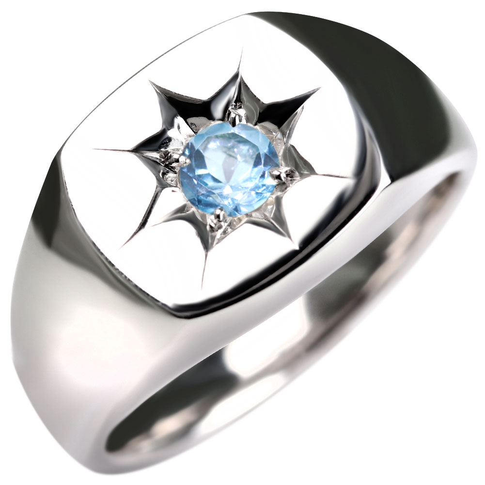 楽天市場】ブルートパーズ リング 18金 メンズ 11月誕生石 指輪