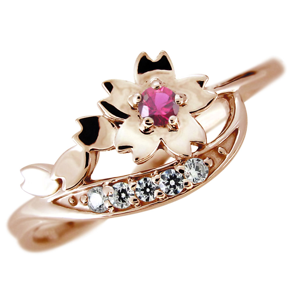 楽天市場】指輪 レディース 18金 ピンクゴールド イエローゴールド 桜