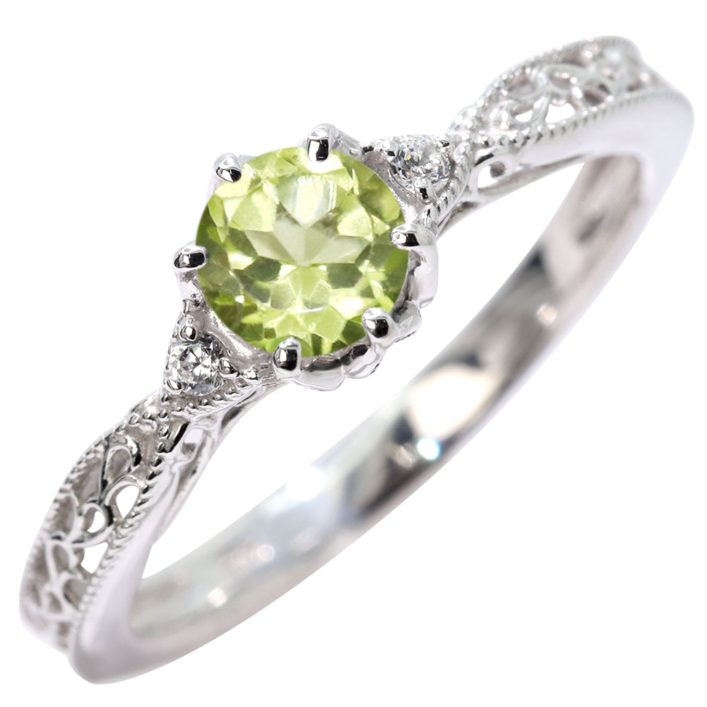 楽天市場】K18 指輪 ペリドット 大粒 天然石 8月 レディース リング 18