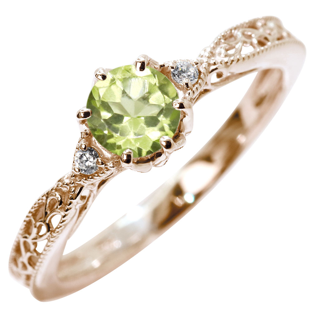 楽天市場】K18 指輪 ペリドット 大粒 天然石 8月 レディース リング 18