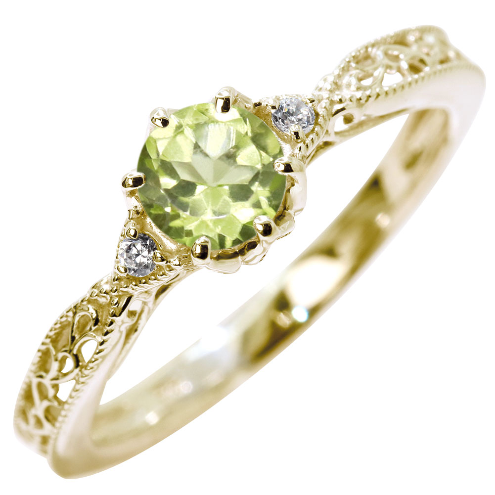 楽天市場】K18 指輪 ペリドット 大粒 天然石 8月 レディース リング 18