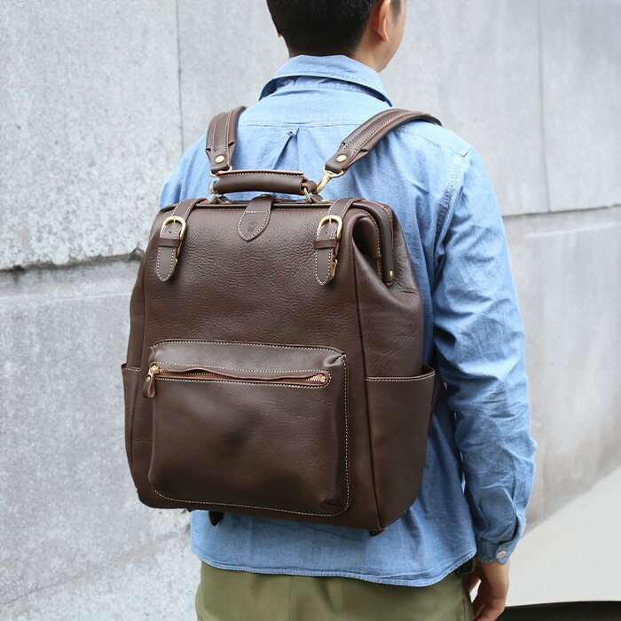 楽天市場】がま口 リュック メンズ ビジネス レザー がま口リュック