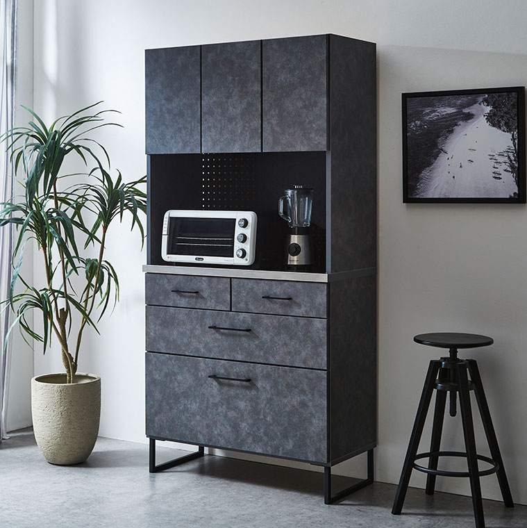 楽天市場】食器棚 キッチンボード レンジ台 レンジボード 完成品