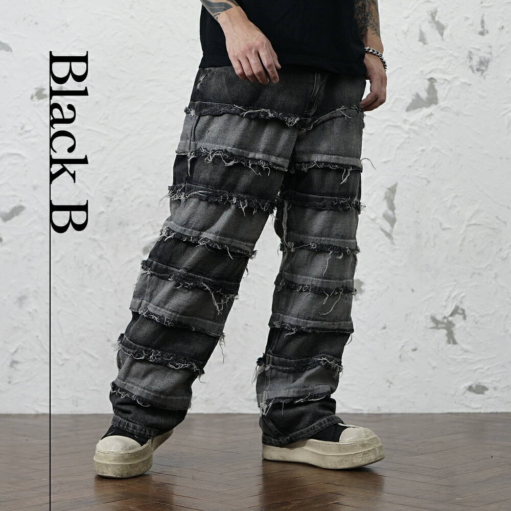 楽天市場】V系 デニムパンツ ワイドパンツ メンズ バギーパンツ バギー